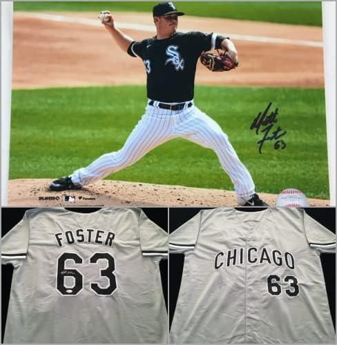 Matt Foster potpisao je autogramirani 8x10 fotografija i sivi baseball dres veličine XL - Beckett CoA - Chicago White Sox bacač