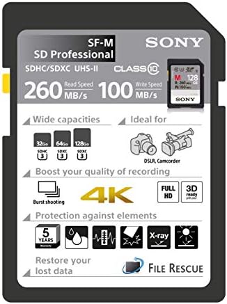 Memorijska kartica Sony M Series SDXC UHS-II 64 GB, V60, CL10, U3, Maksimalna R277 MB/S, W150 MB/S , Crna