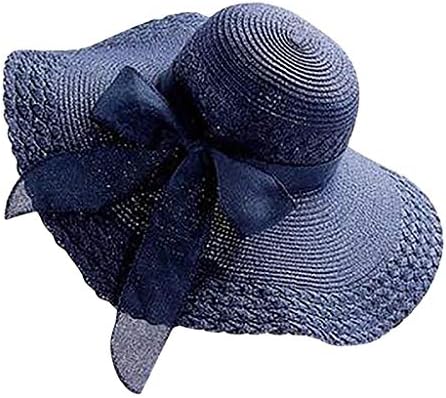 Slamnati šeširi za plažu za žene šešir za plažu širokog oboda ženska šarena fleksibilna kapa za sunčanje slamnati šeširi velikog oboda