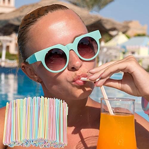 200 kom jednokratne slamke za piće, 8,8 inča fleksibilna plastična slamka u različitim bojama za restorane, kafiće, barove, plažu
