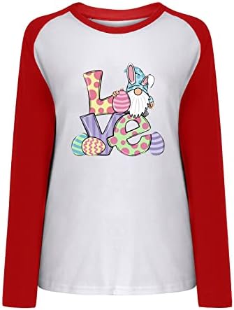 Ženske slatke uskršnje kapuljače s printom gnome eggs sa srcem, proljetni pulover s okruglim vratom i dugim rukavima, svečane majice,