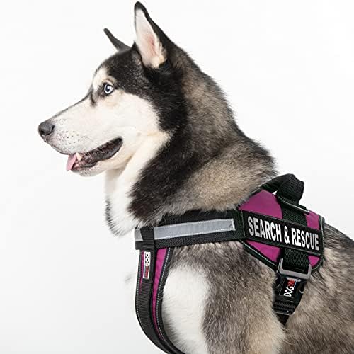 Višenamjenski prsluk za pse za pse i 2 uklonjive zakrpe za traganje i spašavanje, srednje ružičaste