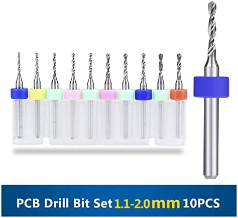 Vieue Bits za bušenje 10 pakiranja 1.1-2.05 mm PCB BIT BIT set 3.175 mm SHANK PCB Micro Drill Bit Carbide Bit set