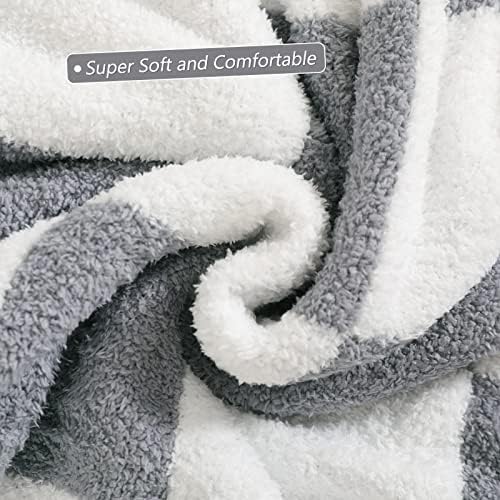 Sunyrisy bacanje pokrivača karirana reverzibilna plišana runa deka, super mekana topla deka za kauč, dekor, krevet, stolica, pletena