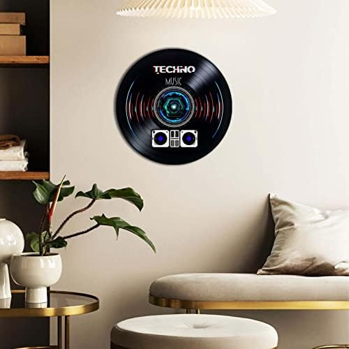 Techno Music Vinyl Decor 12 , Wall Decor oslikana Techno Music, najbolji poklon za ljubitelje techno glazbe, originalni poklon za ukrašavanje