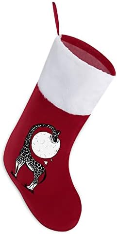 Smiješna žirafa jede božićne čarape čarape božićno stablo Djeda Mraza Objektivni ukrasi za odmor za kamin 16.5