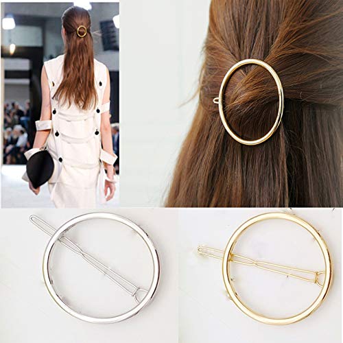 GBStore 4 PCS minimalistička zlato zlatno srebro udubljenja geometrijski okrugli metalni isječak za kosu, kreativni držač repa za žene