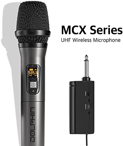 Bežični mikrofon od dupina, MCX10 prijenosni ručni bežični karaoke mikrofon za zvučnike s odašiljačem, silikonskim prstenom i baterijama