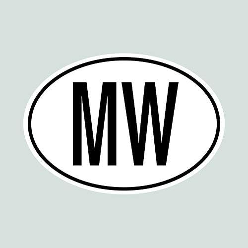 MW Malavi Country Cood Oval naljepnica naljepnica naljepnica vinil napravljena u SAD -u