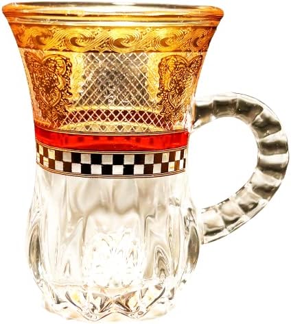Šalica kave od staklene čaj s ručicom Zlatni checkers Set od 6 šalica turskog esticana za čaj