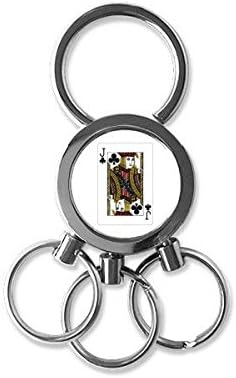 Klub j Kartice za igranje uzorka od nehrđajućeg čelika metalni lanac ključeva automobila s ključevima za ključeve za ključeve poklon