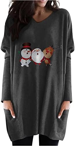 Sretan božićni tunik vrhovi za žene labave pulover dukserice protočne majice majice Plasna božićno drvce grafički poklon bluza