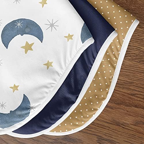 Sweet JoJo dizajnira Mjesec i zvijezda Dječak upijaju krpe za novorođenčad novorođenče, plava zlatno smeđa i bijela akvarel nebeskog