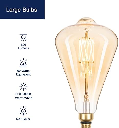 60-vatna Vintage prevelika Edison led žarulja, 60-vatna ukrasna LED žarulja sa žarnom niti s jantarnim staklom, topla bijela 2000k,