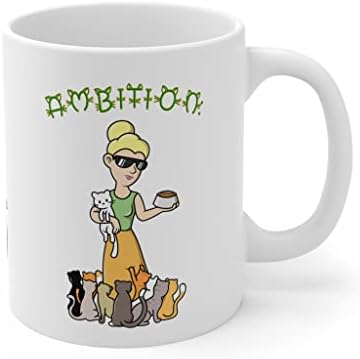 Pop puns Ambicija: luda mačka dama smiješna novost kava šalica za kavu za žensku ljubiteljicu mačke