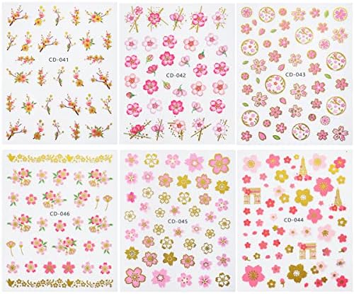 Cvjetanje trešnje naljepnice za nokte 3d cvjetne naljepnice za nokte ružičaste cvjetne breskve cvjetanje dizajniranje samozadovoljnog