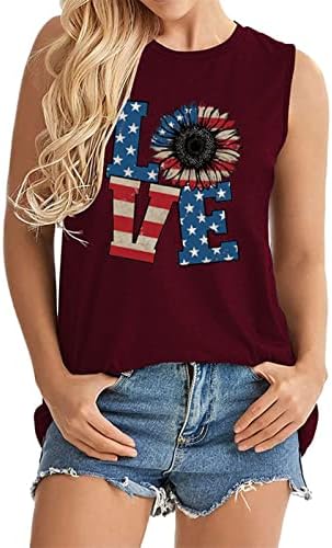 Baseball tenkovi vrh za žene 4. srpnja Patriotska košulja Amerika zastava grafički prsluci casual rukavi bez rukava Osnovna majica