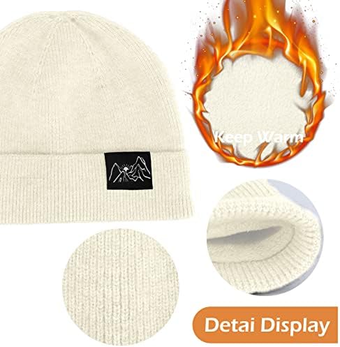 Muque Beanie šeširi za muškarce Dizajn - Mountain Beanie Fleece obložena zima topli pleteni šešir Slouchy Skulyes Beanies