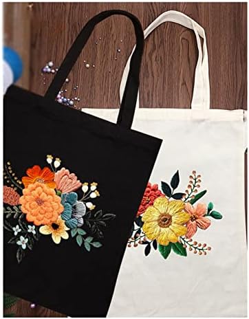Yfqhdd diy tote vrećica platna za vez za vez s obručima cvjetni uzorak cvjetni ubod