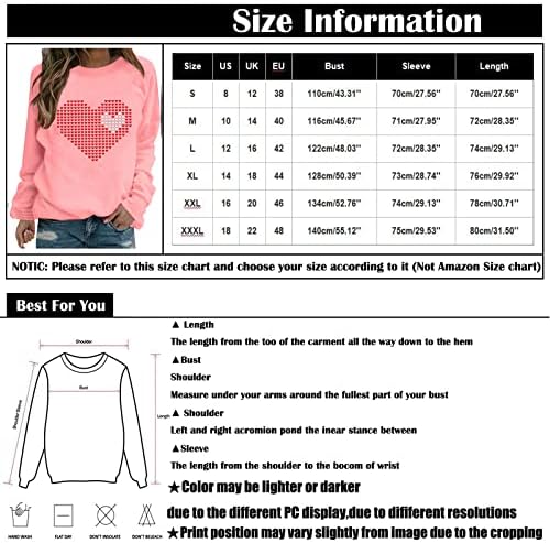 Jjhaevdy Valentine Day majice Žene grafičke puloveri Ljubav srce pismo tiska