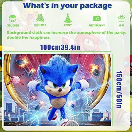 103pcs Sonic rođendanski pribor, Sonic rođendanski ukrasi uključuju natpise za sretan rođendan, viseće vrtloge, vrh torte, balone,