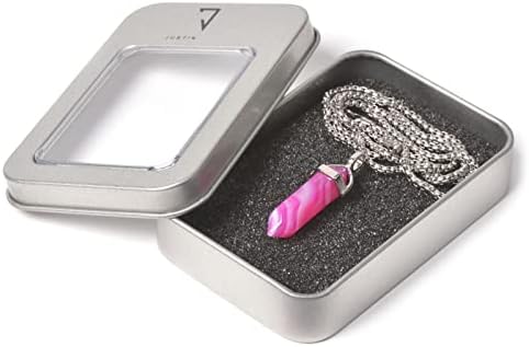 Obojena ružičasta brazilska agat draguljasto šesterokutna šiljasta reiki čakra lančana ogrlica 20 visokokvalitetna željezna kutija