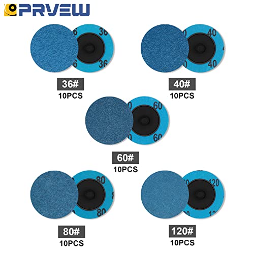 PrVow 50pcs 2 inčni kotrljani diskovi za zaključavanje postavljeni s 1pc 1/4 držač, 2 cirkonijske diskove za brusilice brusilice brusili