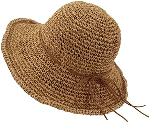 Ženski šešir za sunčanje za žene, slamnati šešir od rafije s mašnom, sklopivi ljetni šešir, šešir za plažu širokog oboda, ženski šešir