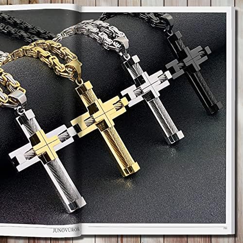 Ogrlica s privjeskom od križa u obliku križa za muškarce i dječake, Isus Krist od nehrđajućeg čelika 316 inča, 20 do 28 inča u rolu