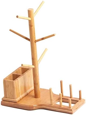 Stablo za šiljake od bambusa, prikaz držača šalice za vino za kavu za držač stola s pločama s 6 kuka-c promjera35 cm