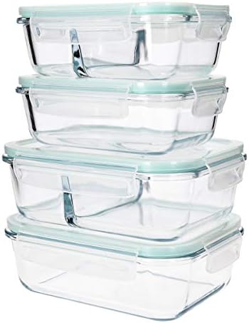 Staklene posude za skladištenje hrane - Set posuda za kuhanje s poklopcima - dvije veličine: 4 1/4 šalice i 2 1/2 šalice
