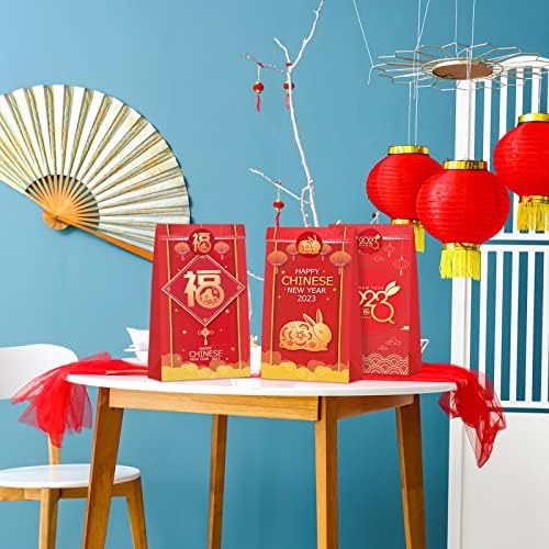 24 komada 2023 poklon vrećice za dan kineske Nove godine, Proljetni festival lunarne Nove godine, poklon vrećice za slatkiše s okruglom