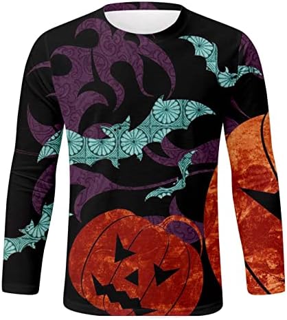 2022 Halloween muški Halloween majica s tiskanom majicom s bundevom s dugim rukavima Okrugli vrat ležerni vrh dugih rukava