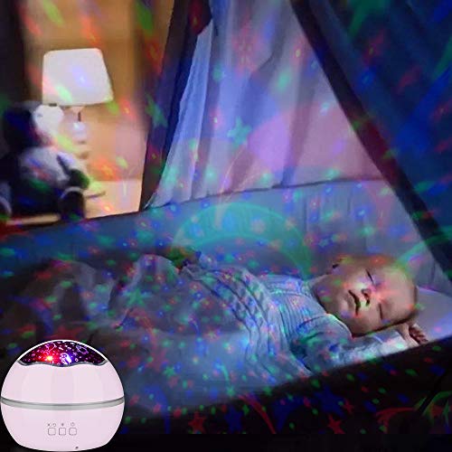 Miantang 360 ° rotirajući noćni lagani projektor za djecu, 2 u 1 Starry Sky and Sea World, Multi Colors Baby Night Lights Projektor,
