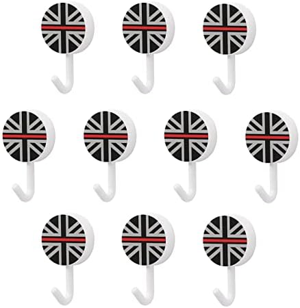Crna tanka crvena linija UK Britanska zastava okrugle plastične kuke za višekratnu upotrebu ljepljive kuke Viseće zidne kuke za kuhinjsku