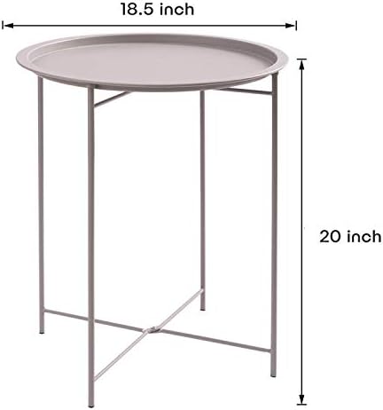 Metalni pomoćni stolić s preklopnim pladnjem, stolić za kauč, mali okrugli završni stolovi, vanjski ili unutarnji stolić za grickalice
