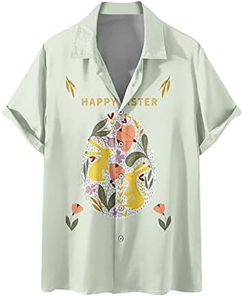 XIPCOKM Uskrsne košulje za muškarce sretno uskršnje slovo Printanje košulje košulje Botton Up kratki rukavi Havajske majice udobno
