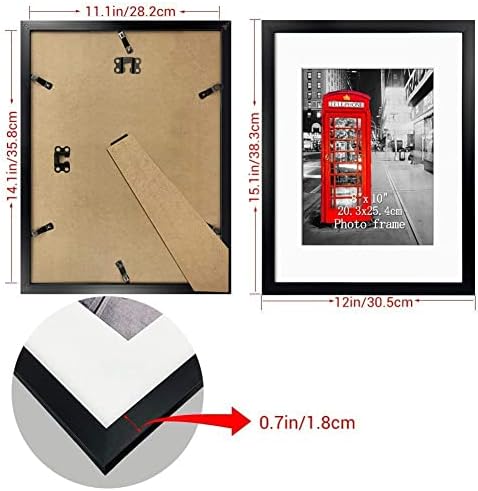 Lavezee 11x14 okvir za slike za prikaz fotografija 8x10 s prostirkom od 9 i 47 inča crne plutajuće zidne police od 3 od 3