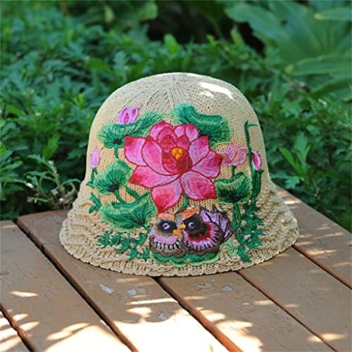 Svestrani ribarski šešir s vezenim cvijetom koji pokriva lice okrugla panama-panama za žene