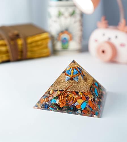 Pomiješajte čakra i sedam boja orgone piramide zacjeljivanje kamena orgonit dragulj piramida Kamenje reiki kristalna čakra kolekcija