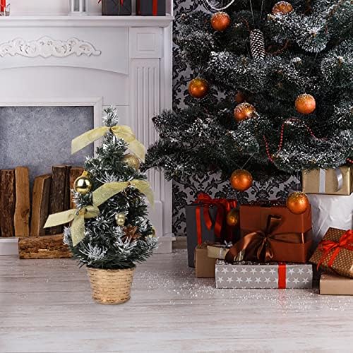 RecUTMS 16 inčni umjetni mini božićno drvce | Uključuje kuglice, borove konuse i lukove | Za stol Top Desk Classic Series odmor za