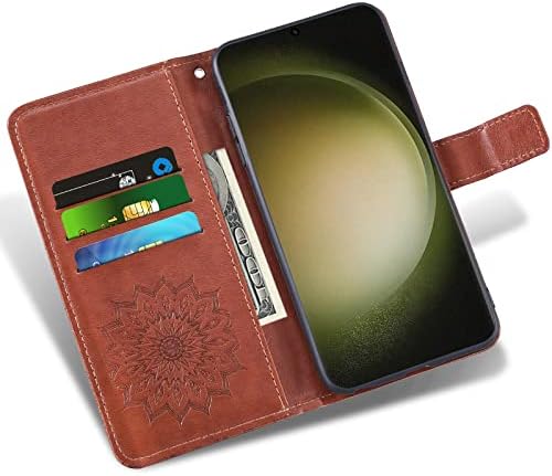 Torbica za telefon Asuwish za Samsung Galaxy S23 Ultra 5G Novčanik i tanko flip poklopac od kože suncokreta, držač za kartice, stalak,