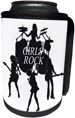 3Drose Silhouette Girls Band s djevojkama rock in bijelo - Can Cooler Bottle Wrap