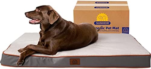 Sunheir ortopedski krevet za pse za velikog psa - Memorija pjena od jaja s jajašca s uklonjivim poklopcem za pranje - vodootporni madrac