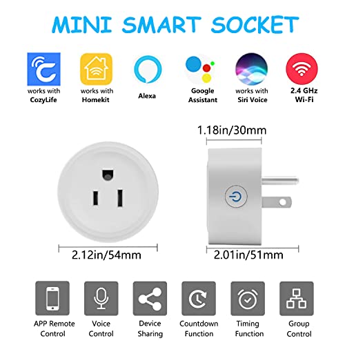 2 Pack Mini Smart Plug, WiFi Outlet Radite s Apple HomeKit/Siri/Alexa/Google Home, Smart utičnica za daljinsko/glasovno upravljanje