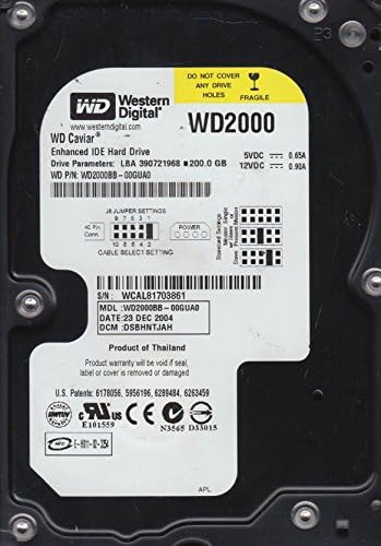 WD2000BB-00GUA0, DCM DSBHNTJAH, hard disk Western Digital 200GB IDE 3.5