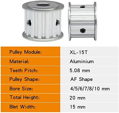 AXWERB PROFESION 2PCS XL-15T REPLYS, VELIČINA PREDSTAVA 4/5/6/7/8/10 mm remenica s aluminijskim remenom za širinu 15 mm xl razvodni