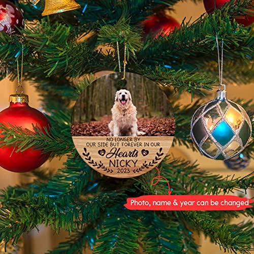 Zauvijek u našim srcima ukras za fotografije pasa, personalizirani Božićni ukras za fotografije pasa, prilagođeni ukras za pse 2023,