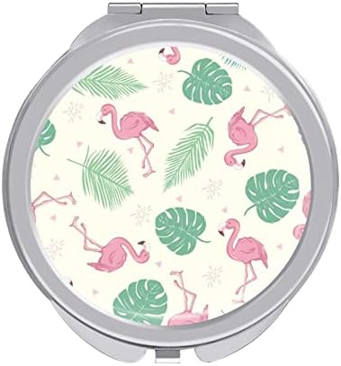 Crtani ružičasti flamingo slatko kompaktno ogledalo za šminkanje putno prijenosno dvostrano povećavajuće sklopivo ogledalo okruglo