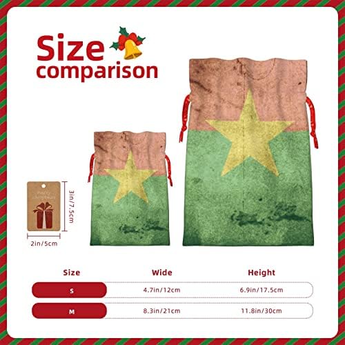 Božićne poklon vrećice s kravatom Vintage-Burkina Faso-zastava poklon vrećice za zamatanje darova božićne poklon vrećice za zamatanje